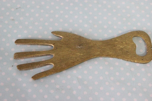 APRIBOTTIGLIA VINTAGE IN OTTONE CON MANO  BRASS HAND BOTTLE OPENER TRIBAL DECOR Cavatappi