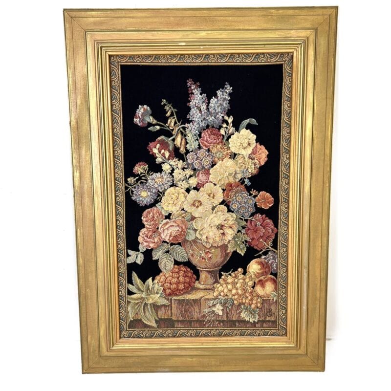 Arazzo stile antico da parete tela con fiori natura morta grande quadro firmato Quadri
