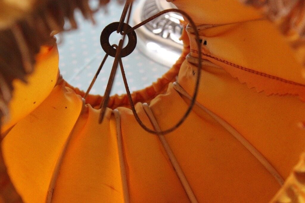 ART P-1 VECCHIO PARALUME IN STOFFA h cm 13 GIALLO ORO PER ABAT JOUR / APPLIQUE Lampade Appliques