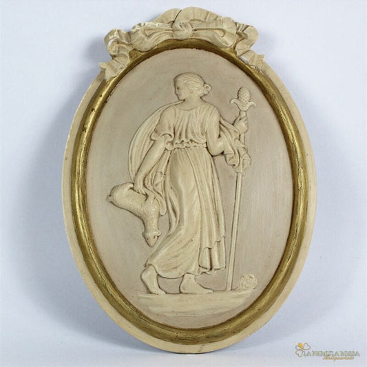 Bassorilievo vintage stile neoclassico placca decorativa quadro ovale da parete Ceramiche e Porcellane