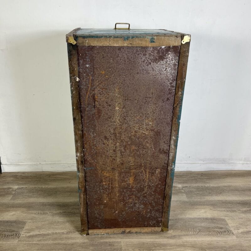 Baule antico in legno da viaggio Forziere Cassapanca 900 vintage Cassa verde Arredamento