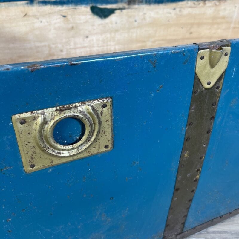 Baule antico in legno da viaggio Forziere Cassapanca 900 vintage Cassa verde Arredamento