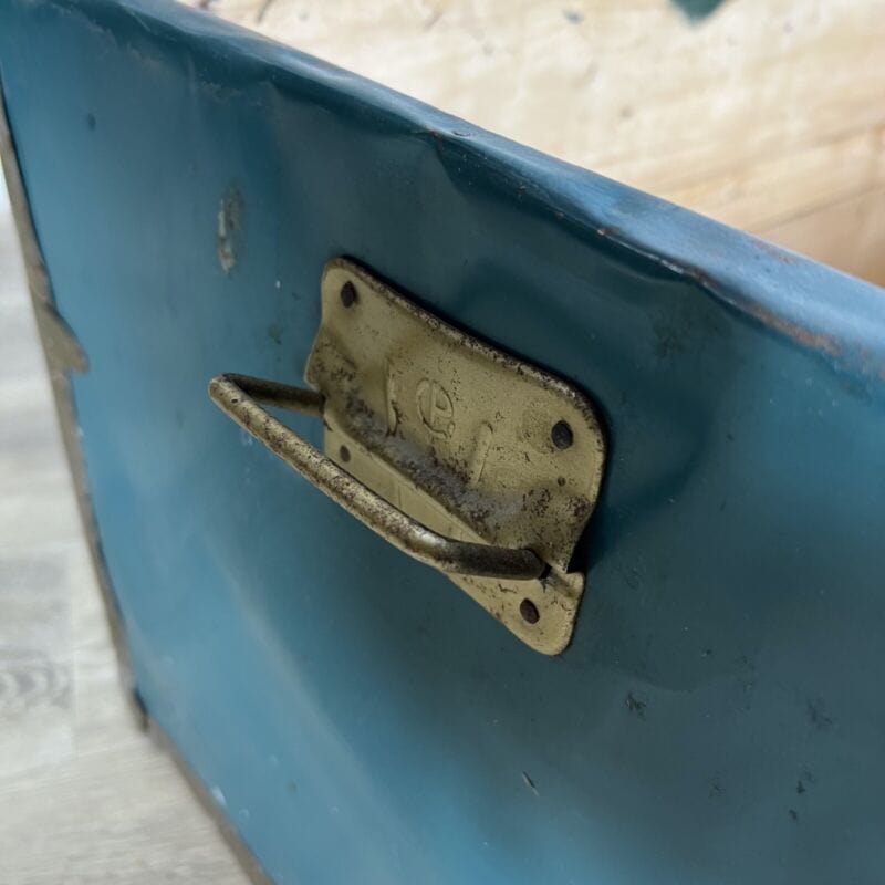 Baule antico in legno da viaggio Forziere Cassapanca 900 vintage Cassa verde Arredamento