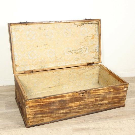 BAULE ANTICO IN LEGNO FORZIERE CASSA PANCA CONTENITORE TAVOLINO DA SALOTTO Arredamento