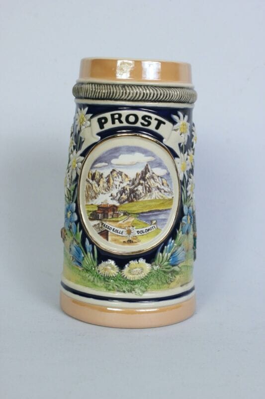 Boccale da birra in ceramica svizzero vintage bicchiere PROST souvenir Dolomiti Other