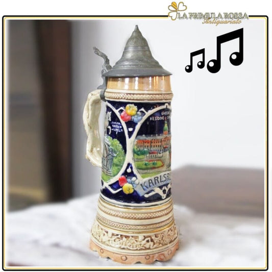 Boccale da birra in ceramica tedesco vintage carillon con coperchio bicchiere Birra & dintorni