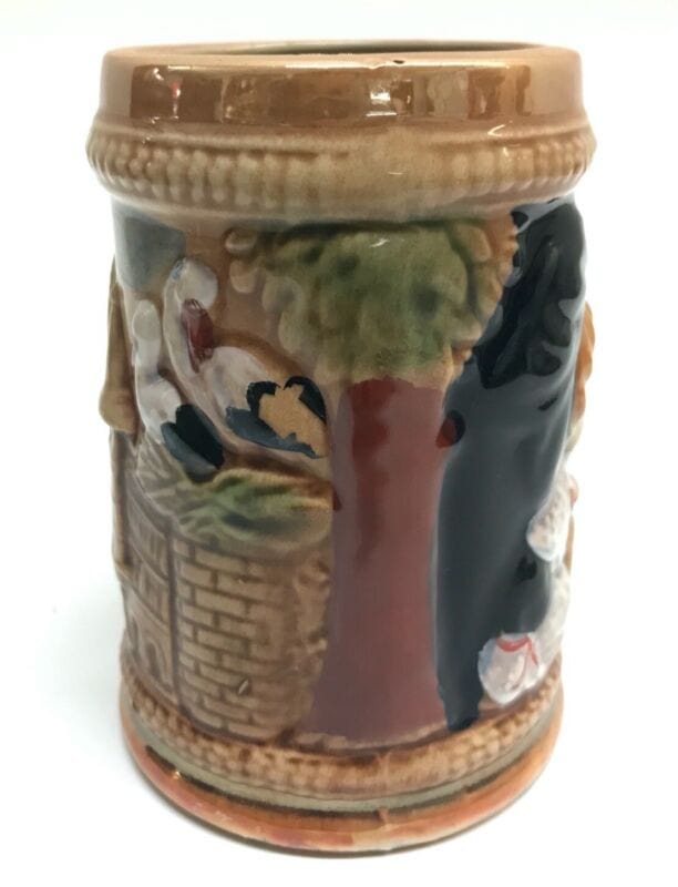 Boccale da birra in ceramica tedesco vintage con bicchiere collezione portapenne Birra & dintorni