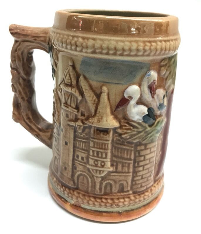 Boccale da birra in ceramica tedesco vintage con bicchiere collezione portapenne Birra & dintorni
