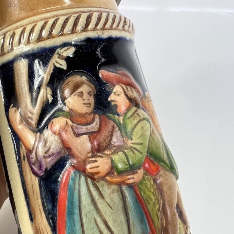 Boccale da birra in ceramica tedesco vintage con bicchiere portapenne coperchio Birra & dintorni