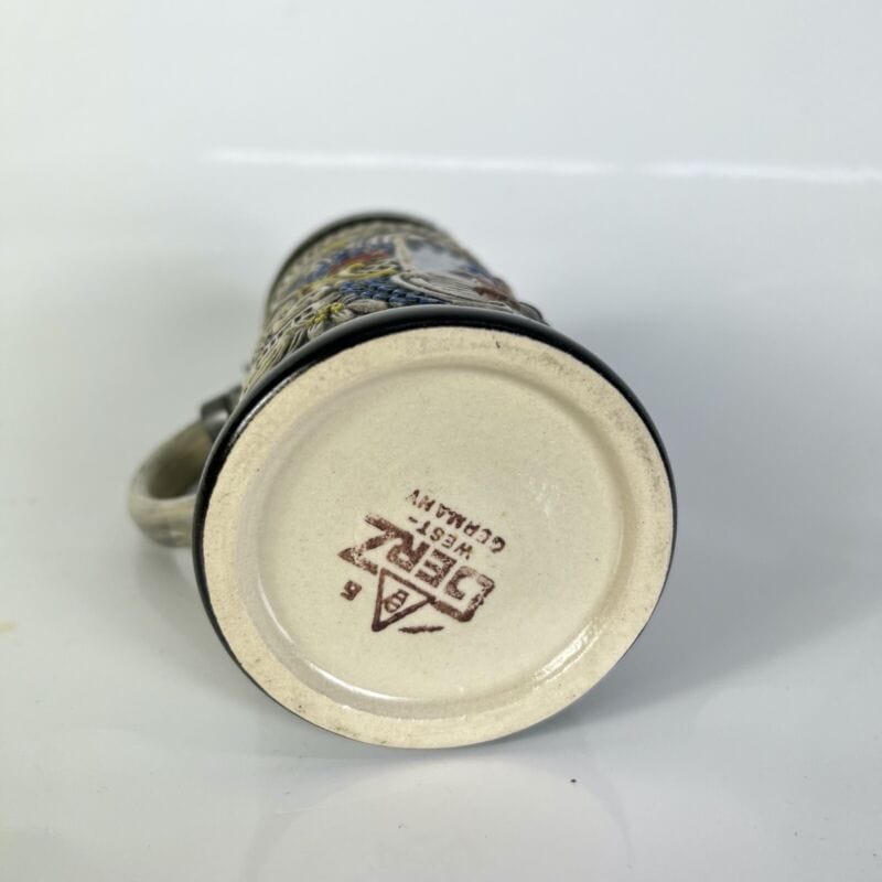 Boccale da birra in ceramica tedesco vintage con coperchio in peltro bicchiere B Birra & dintorni
