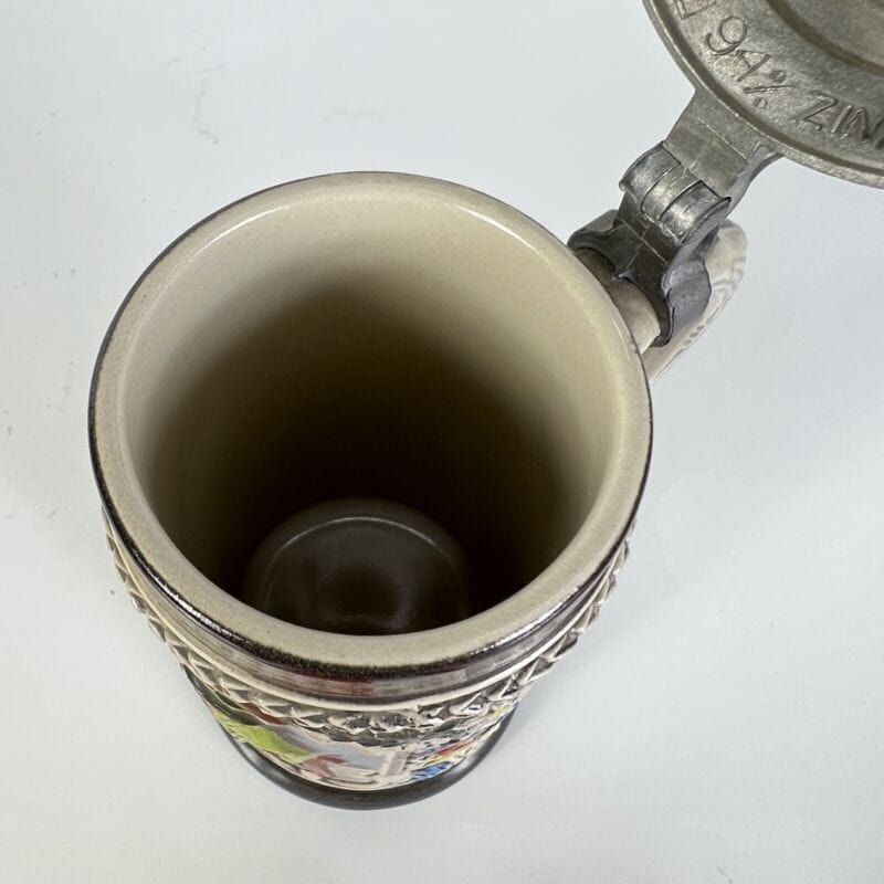 Boccale da birra in ceramica tedesco vintage con coperchio in peltro bicchiere B Birra & dintorni