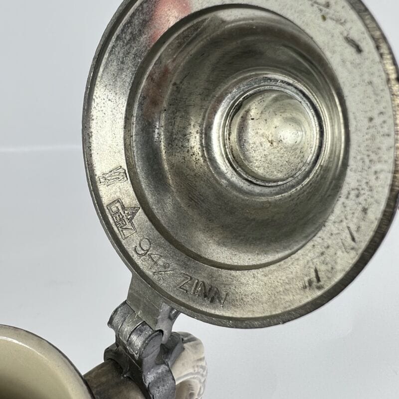 Boccale da birra in ceramica tedesco vintage con coperchio in peltro bicchiere B Birra & dintorni