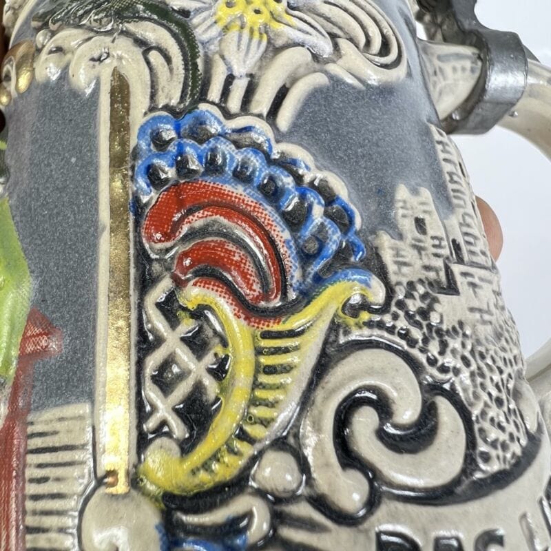 Boccale da birra in ceramica tedesco vintage con coperchio in peltro bicchiere B Birra & dintorni