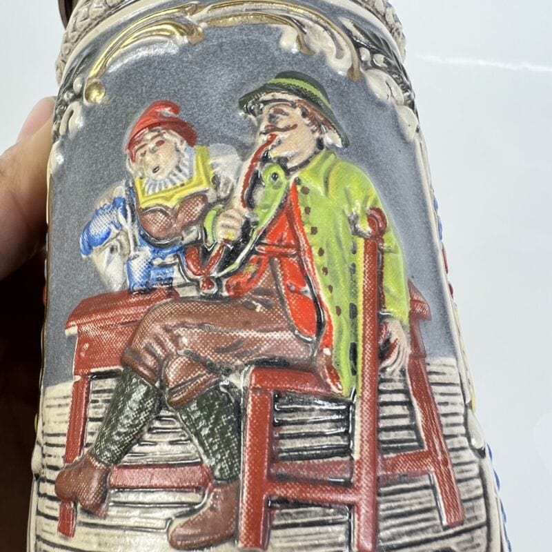 Boccale da birra in ceramica tedesco vintage con coperchio in peltro bicchiere B Birra & dintorni
