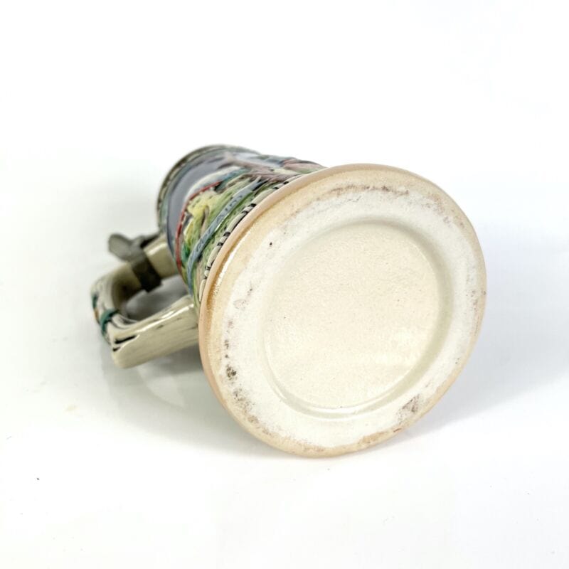 Boccale da birra in ceramica tedesco vintage con coperchio in peltro bicchiere L Birra & dintorni