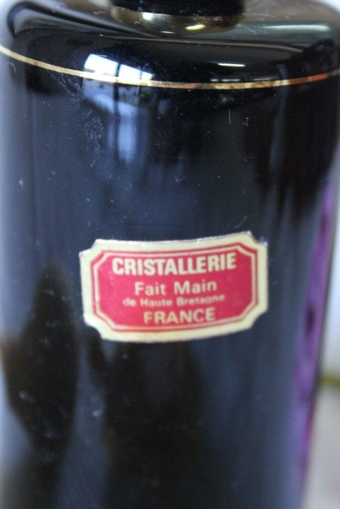 BOCCETTA VINTAGE IN VETRO PER PROFUMO CON SPRUZZINO PORTA PROFUMO HAUTE BRETAGNE Vetri e Cristalli