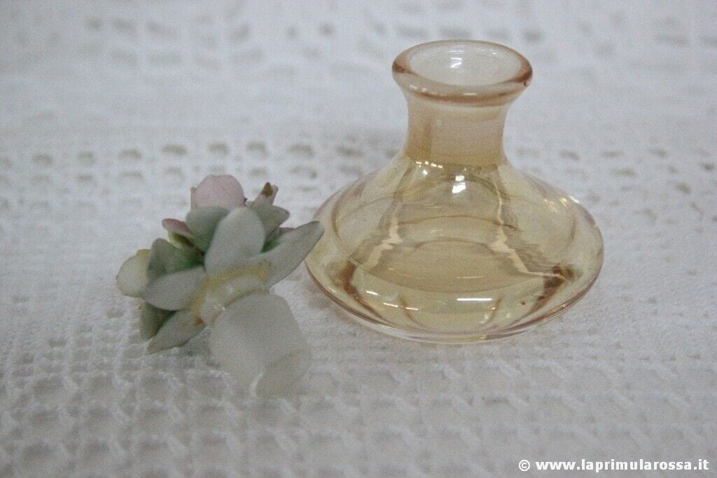 BOTTIGLIETTA PORTA PROFUMO VINTAGE VETRO TAPPO PORCELLANA FIORI PERFUME BOTTLE Vetri e Cristalli