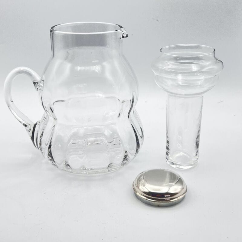 Brocca caraffa antica in vetro cristallo e argento 800 decanter per vino vintage Ceramiche e Porcellane