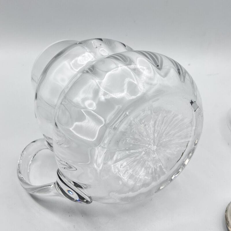 Brocca caraffa antica in vetro cristallo e argento 800 decanter per vino vintage Ceramiche e Porcellane
