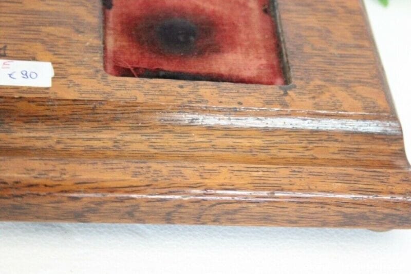 CALAMAIO ANTICO IN VETRO BASE LEGNO DA SCRIVANIA - VINTAGE WOODEN GLASS INKWELL Complementi d'arredo