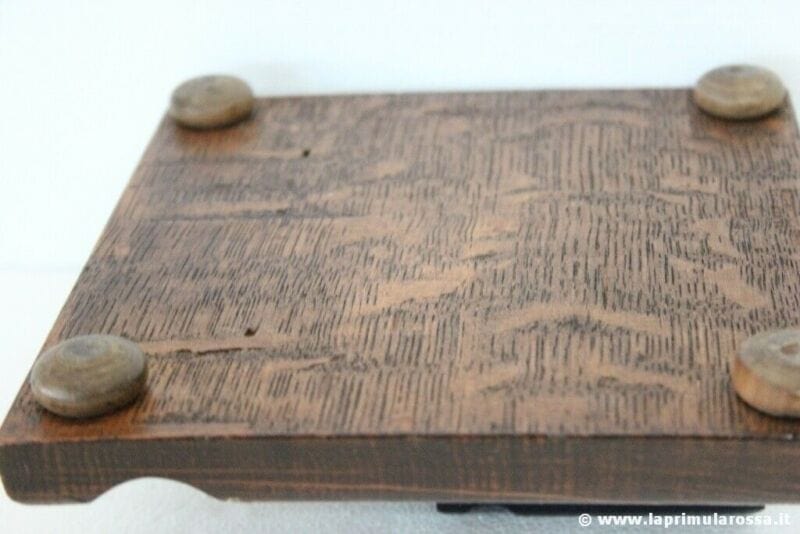 CALAMAIO ANTICO IN VETRO BASE LEGNO DA SCRIVANIA - VINTAGE WOODEN GLASS INKWELL Complementi d'arredo