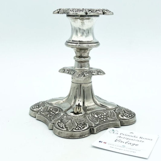 Candelabro antico in argento silver plated candeliere portacandela rocaille bass Sheffield & Argento