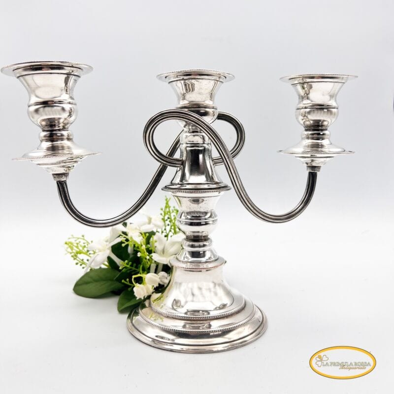 Candelabro antico in argento silver plated candeliere portacandele a 3 fiamme Sheffield & Argento