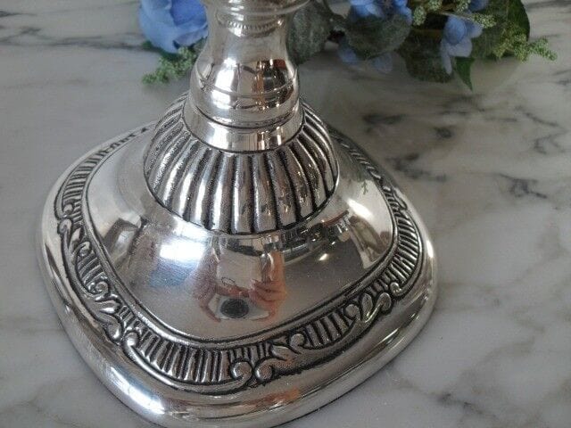 CANDELIERE IN SHEFFIELD  CANDELABRO IN SILVER PLATED PORTA CANDELA  H cm 26 Silver plated sheffield style