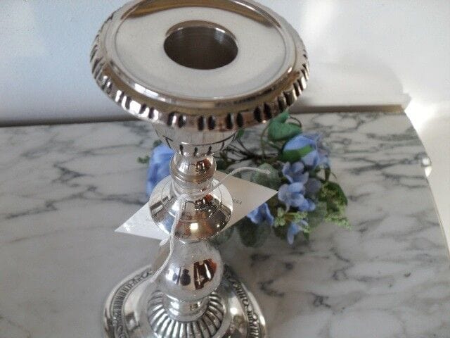 CANDELIERE IN SHEFFIELD  CANDELABRO IN SILVER PLATED PORTA CANDELA  H cm 26 Silver plated sheffield style