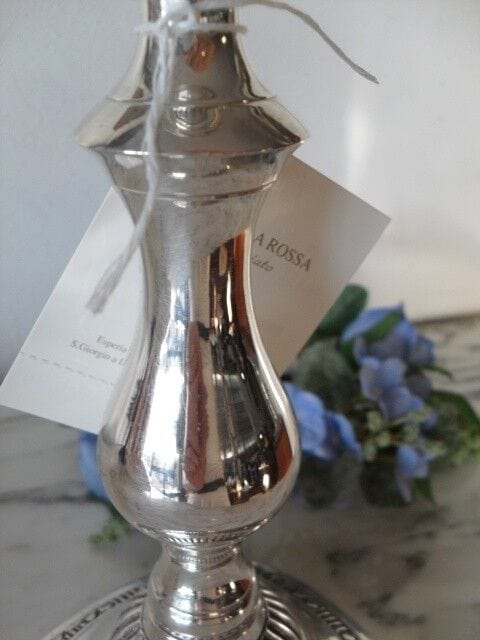 CANDELIERE IN SHEFFIELD  CANDELABRO IN SILVER PLATED PORTA CANDELA  H cm 26 Silver plated sheffield style