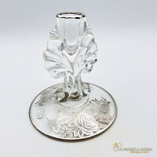 Candeliere in vetro e argento stile Prelude  porta candela candelabro candele Vetri e Cristalli