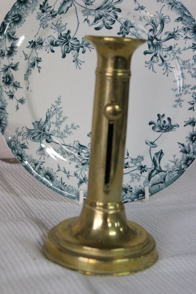 Candelabro In Ottone Anticato Stile Biedermeier - Diametro 12 Cm, Altezza 10 Cm - Per Candele Fino A 21mm - 4