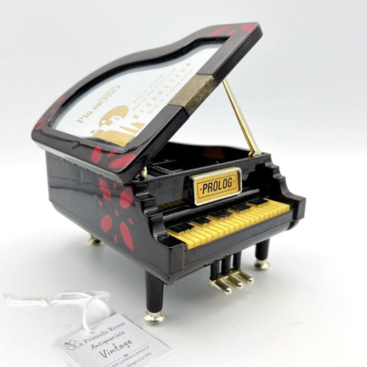 Carillon vintage antico nero pianoforte a coda musica melodia MEMORY music box Carillon