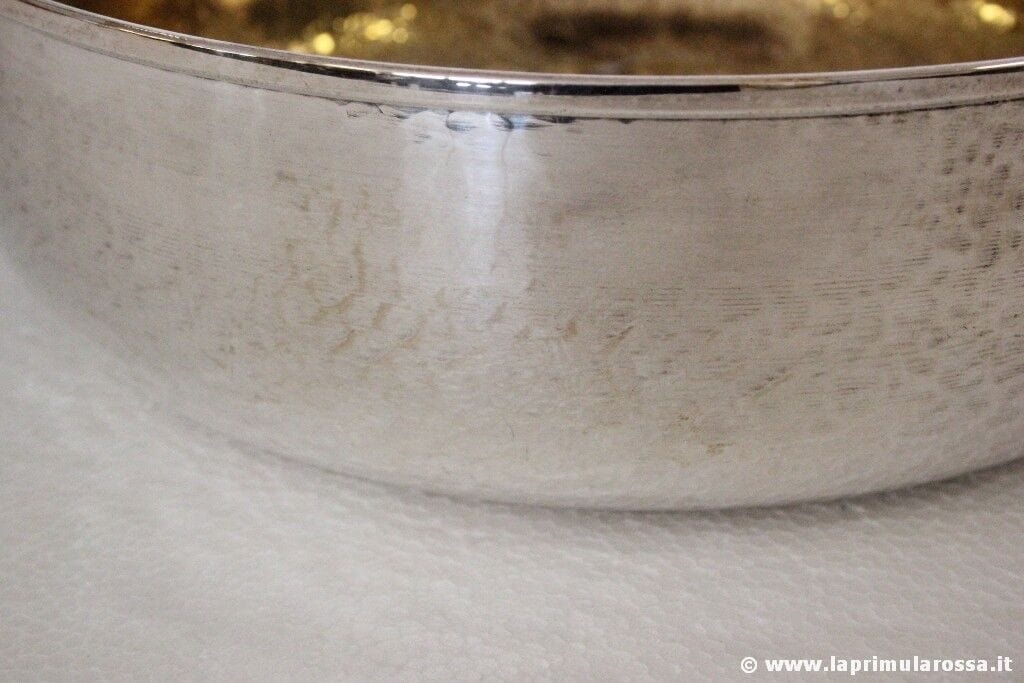 CENTROTAVOLA ANNI '70 IN SILVERPLATE E VERMEILLE VINTAGE EPNS HAMMERED  BOWL Sheffield & Argento