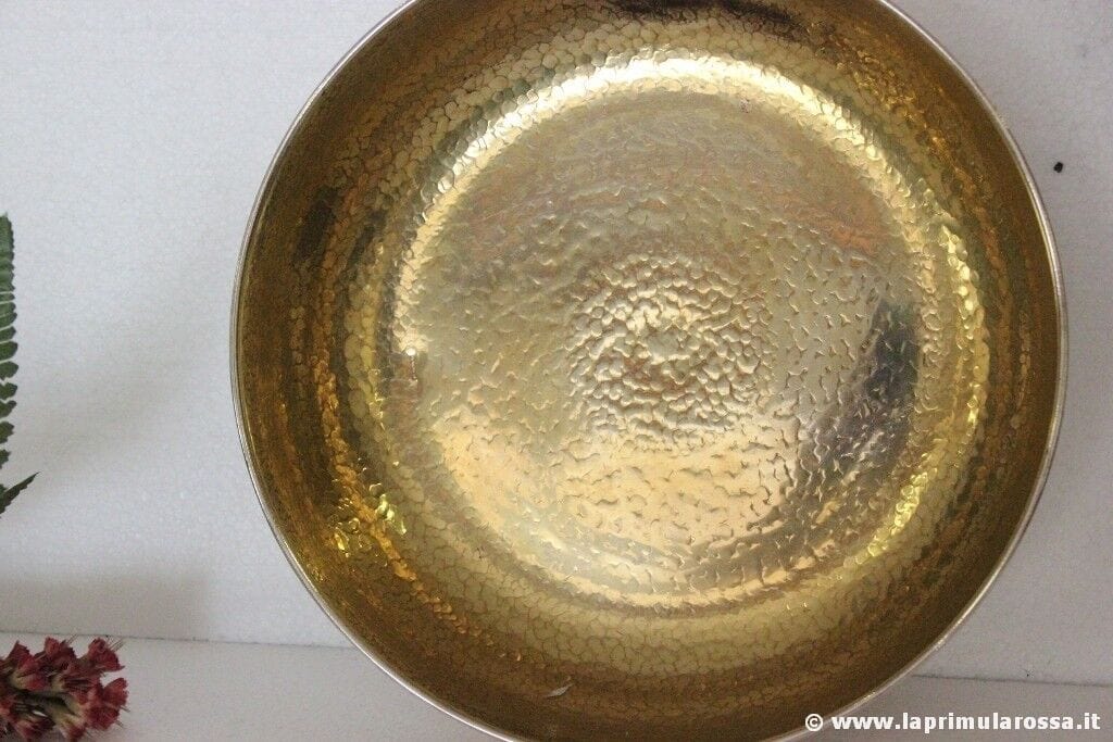 CENTROTAVOLA ANNI '70 IN SILVERPLATE E VERMEILLE VINTAGE EPNS HAMMERED  BOWL Sheffield & Argento