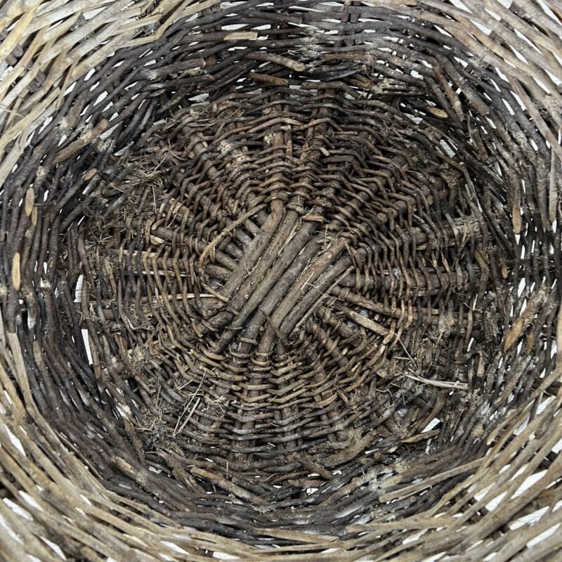 Cesta portalegna in vimini da interno cesto antico contenitore per camino 900 Vintage