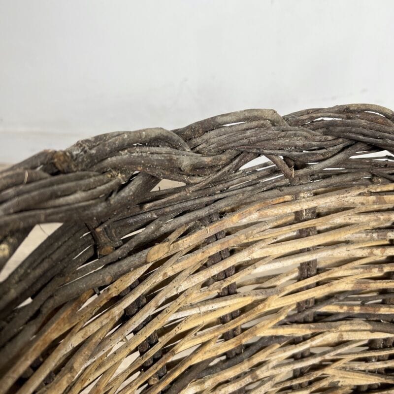 Cesta portalegna in vimini da interno cesto antico contenitore per camino 900 Vintage