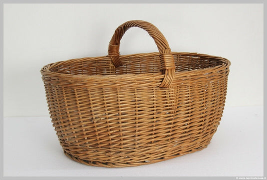CESTO IN GIUNCO VINTAGE CON MANICO L. cm 58 h 39 LARGE VINTAGE WICKER BASKET Vintage