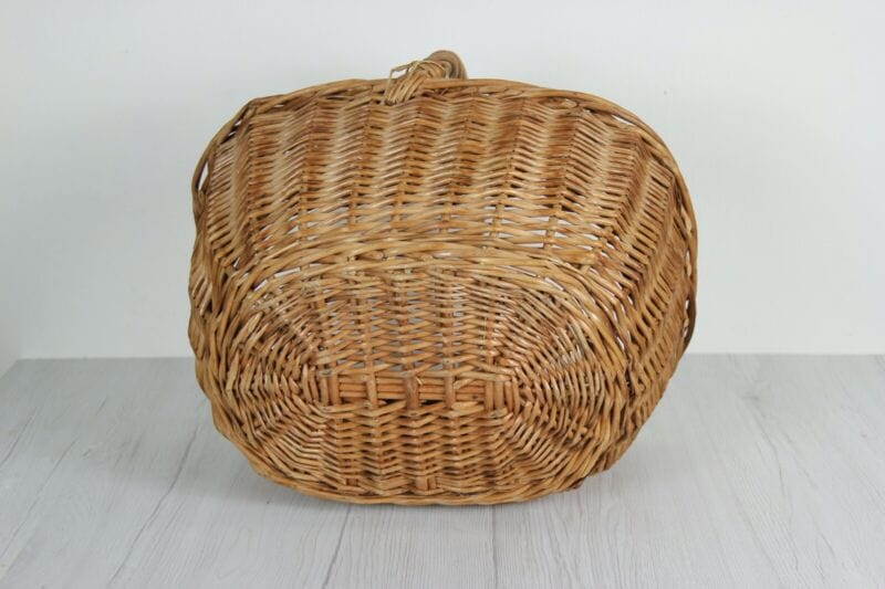CESTO IN VIMINI VINTAGE CON MANICO VECCHIO CESTINO SHABBY CHIC ANTICO PANIERE Vintage