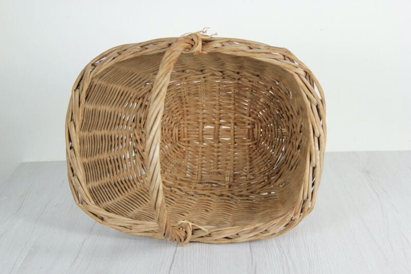 CESTO IN VIMINI VINTAGE CON MANICO VECCHIO CESTINO SHABBY CHIC ANTICO PANIERE Vintage