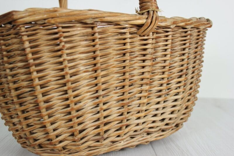 CESTO IN VIMINI VINTAGE CON MANICO VECCHIO CESTINO SHABBY CHIC ANTICO PANIERE Vintage