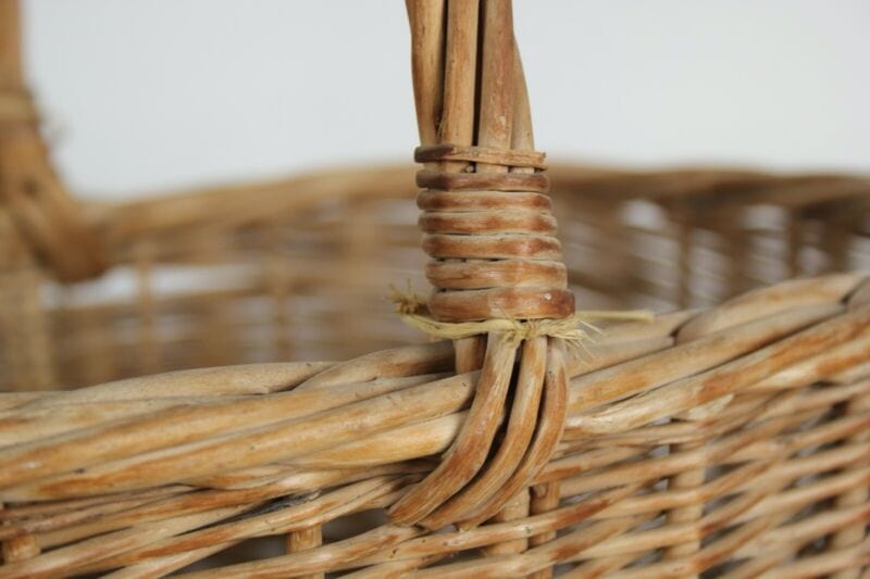 CESTO IN VIMINI VINTAGE CON MANICO VECCHIO CESTINO SHABBY CHIC ANTICO PANIERE Vintage