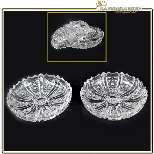 Ciotola porta bon bon in cristallo lavorato vetro molato portagioie vintage Vetri e Cristalli
