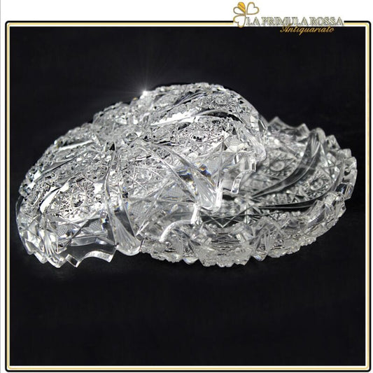 Ciotola porta bon bon in cristallo lavorato vetro molato portagioie vintage Vetri e Cristalli
