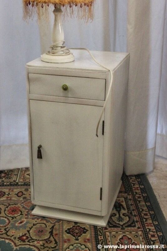COMODINO SHABBY CHIC D'EPOCA AD UN 'ANTA - MOBILETTO VINTAGE DIPINTO BIANCO Arredamento