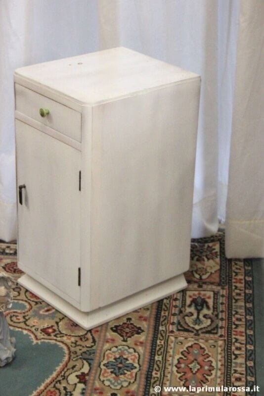 COMODINO SHABBY CHIC D'EPOCA AD UN 'ANTA - MOBILETTO VINTAGE DIPINTO BIANCO Arredamento