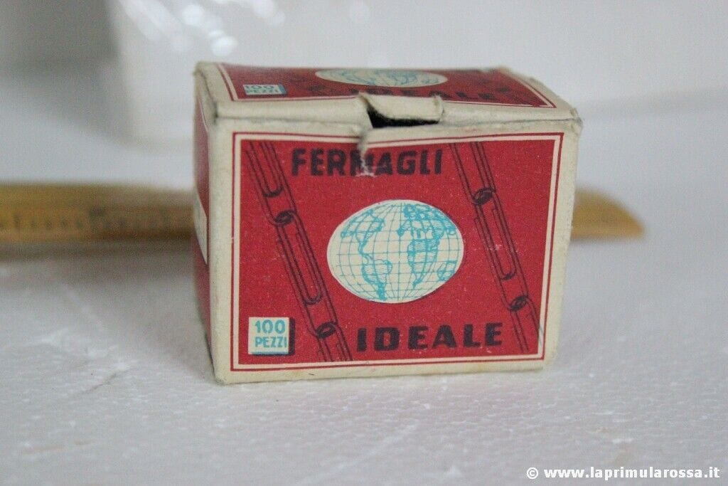 CONFEZIONE GRAFFETTE FERMAGLI IDEALE VINTAGE ITALIAN PAPER CLIPS CANCELLERIA Complementi d'arredo