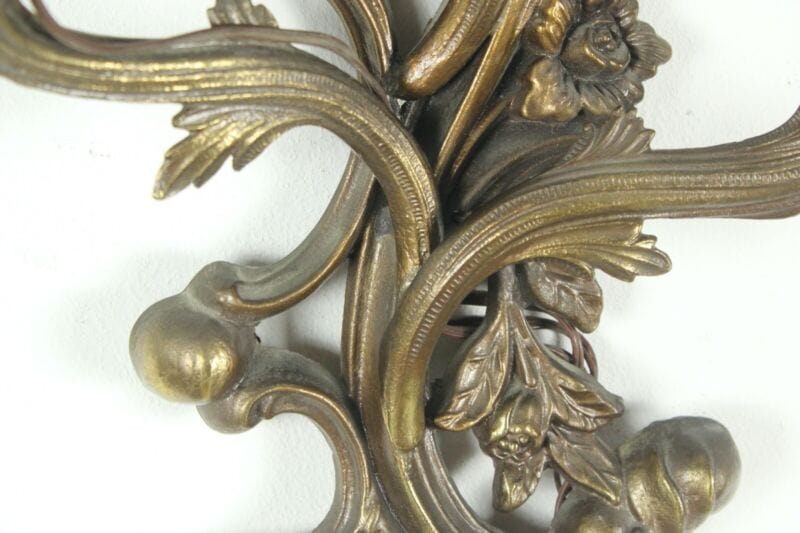 Coppia Applique dorato foglie da a 3 bracci luci Lampada da parete stile antico Lampade Appliques
