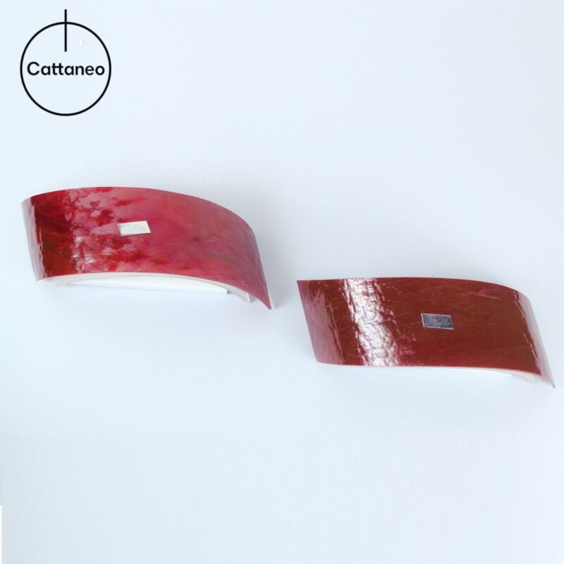 Coppia applique lampade da parete Cattaneo giostra mezza luna in vetro rosso Lampade Appliques