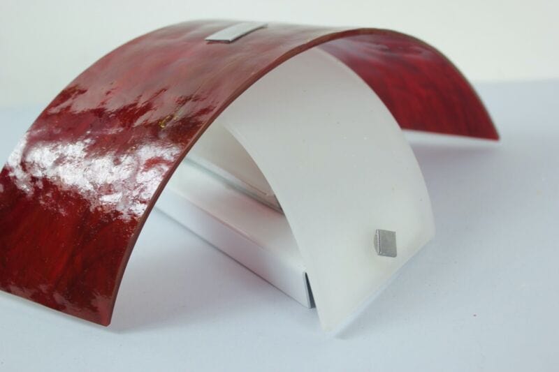Coppia applique lampade da parete Cattaneo giostra mezza luna in vetro rosso Lampade Appliques